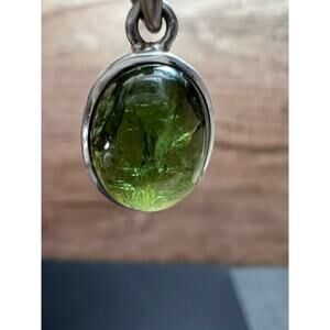 NEW Vintage green gem tourmaline sterling silver pendant 2.28 grams